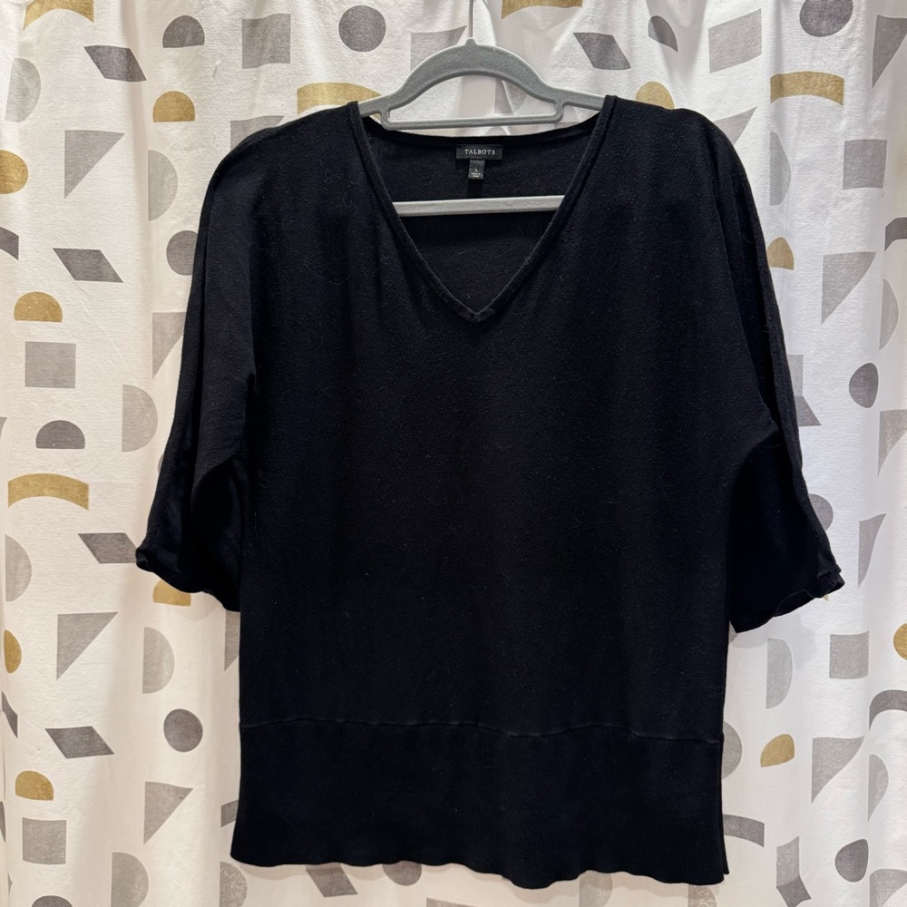 Talbots Fine Knit Basic Black Sweater